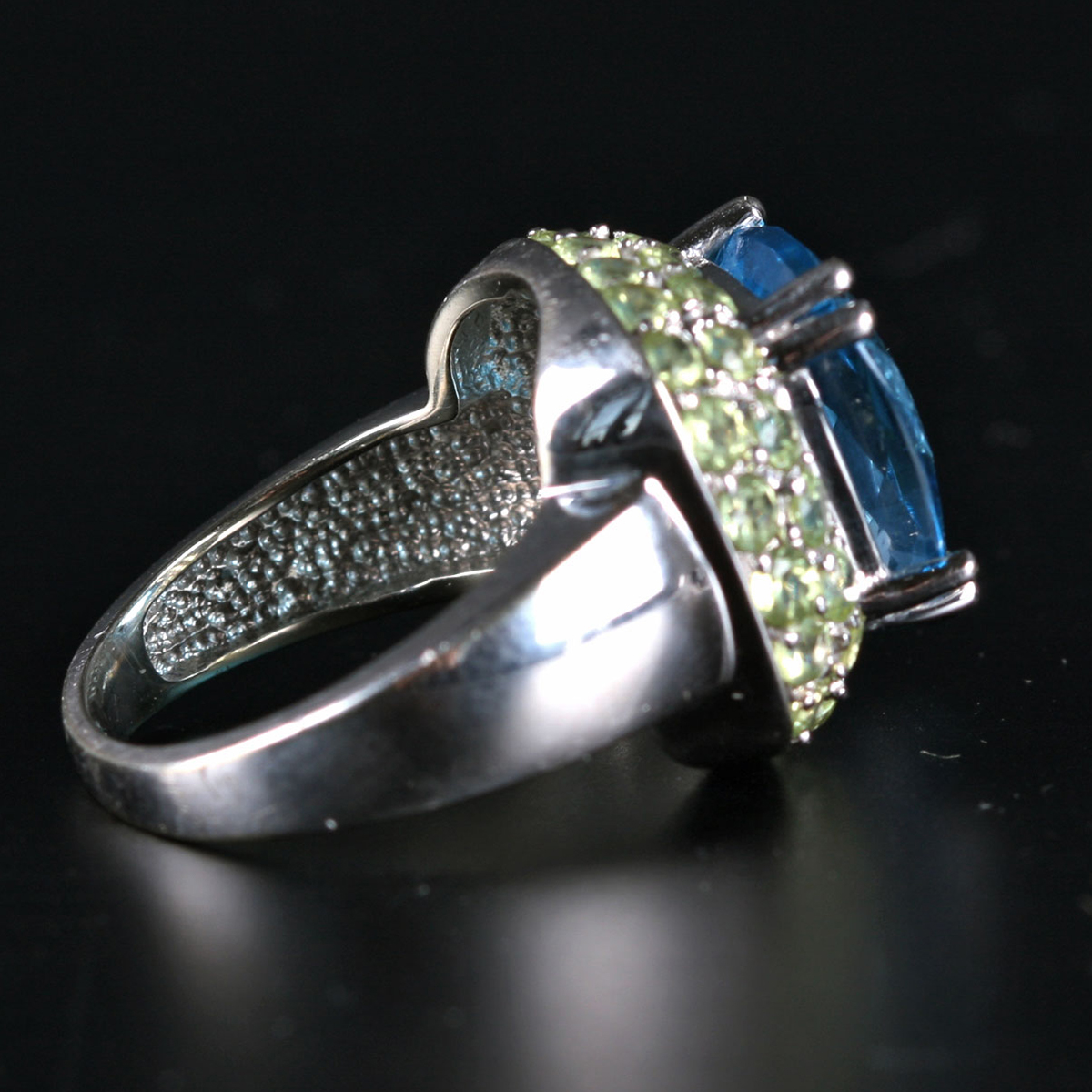 14K White Gold Topaz and Peridot Cocktail Ring