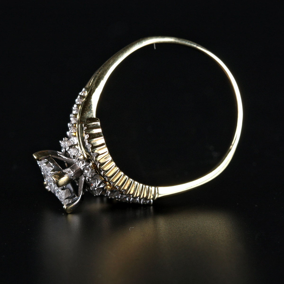 14K Yellow Gold Diamond Split Shank Bypass Ring