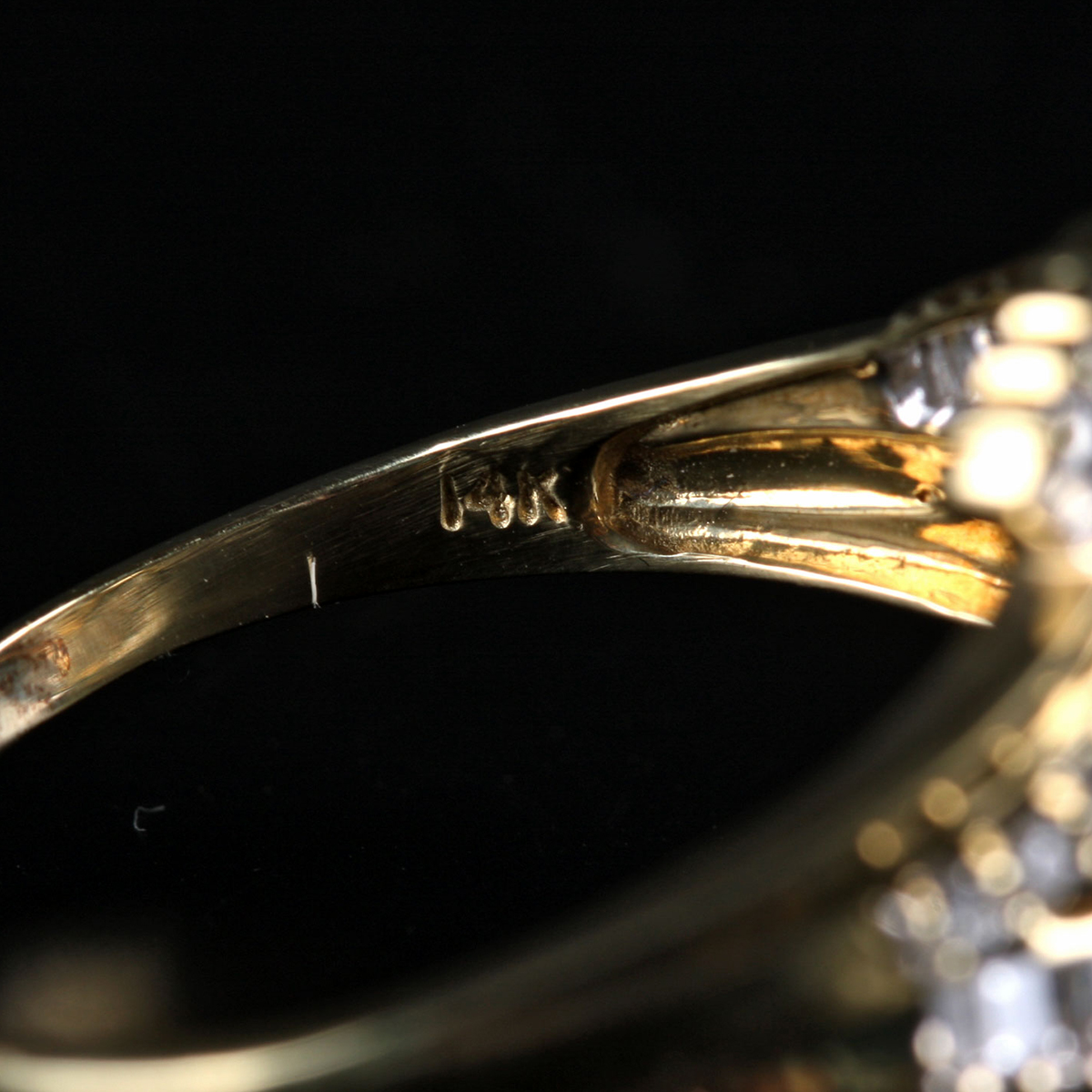 14K Yellow Gold Diamond Split Shank Bypass Ring