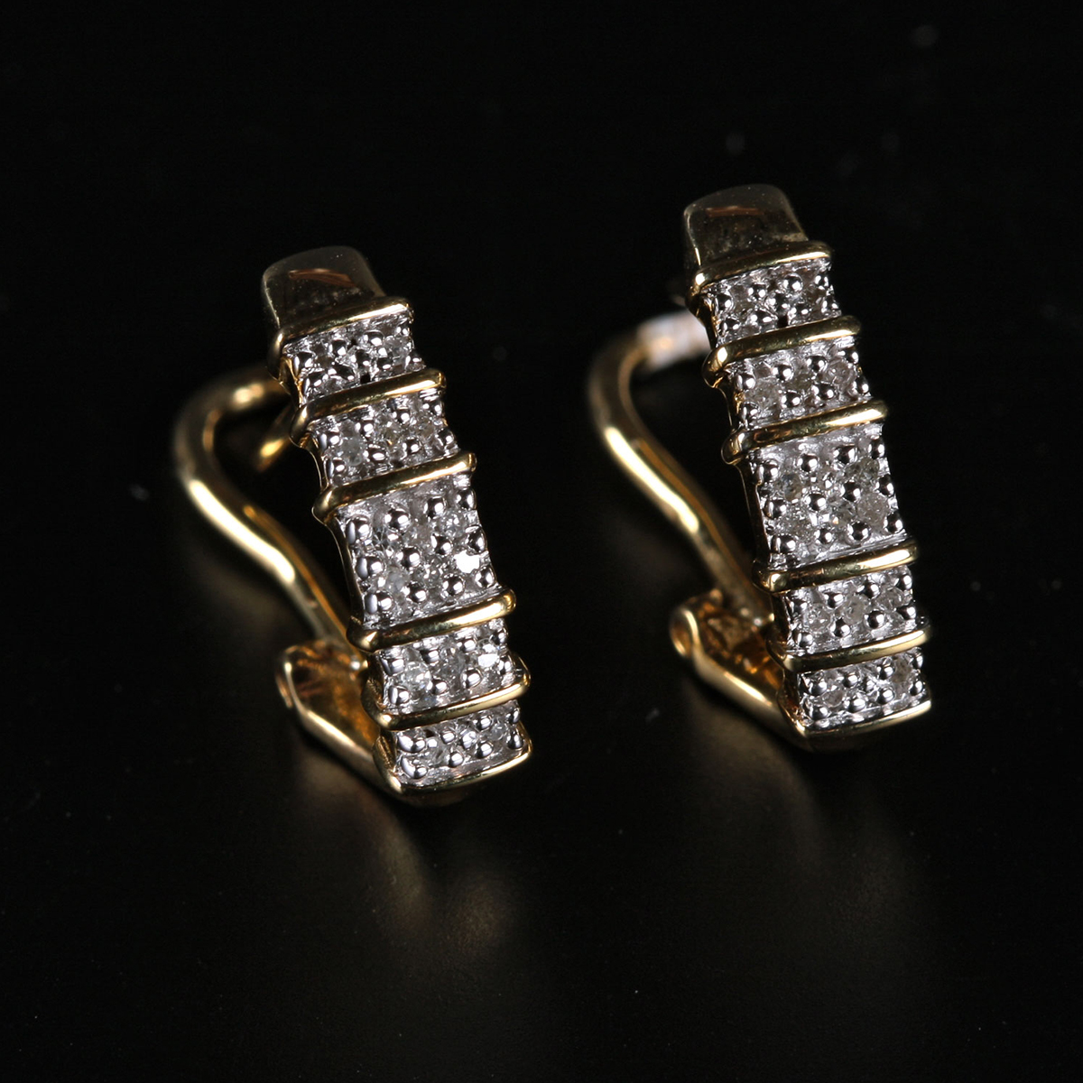 Pair of Sterling Silver and Diamond Latch Back Earrings with Gold Wash Finish