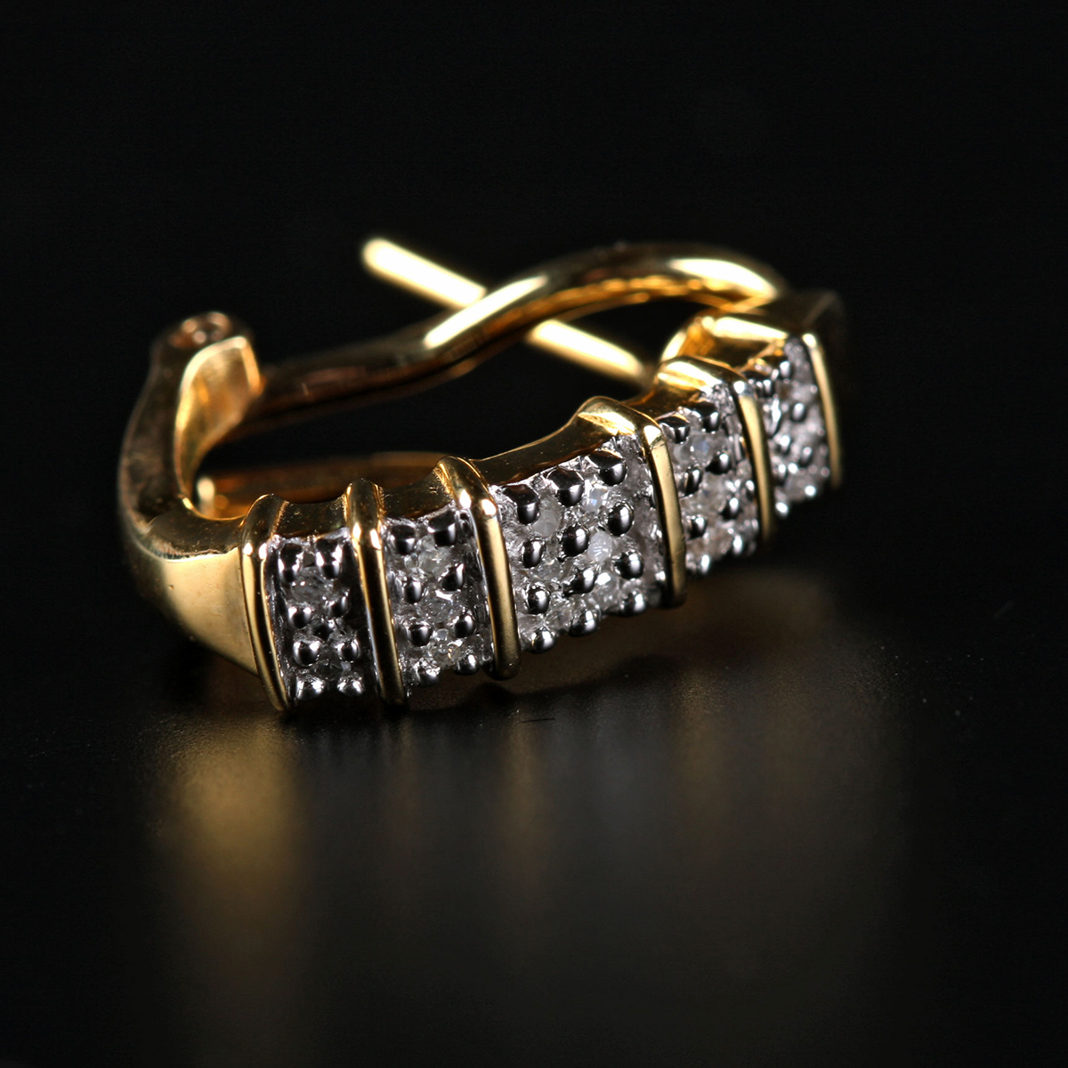 Pair of Sterling Silver and Diamond Latch Back Earrings with Gold Wash Finish