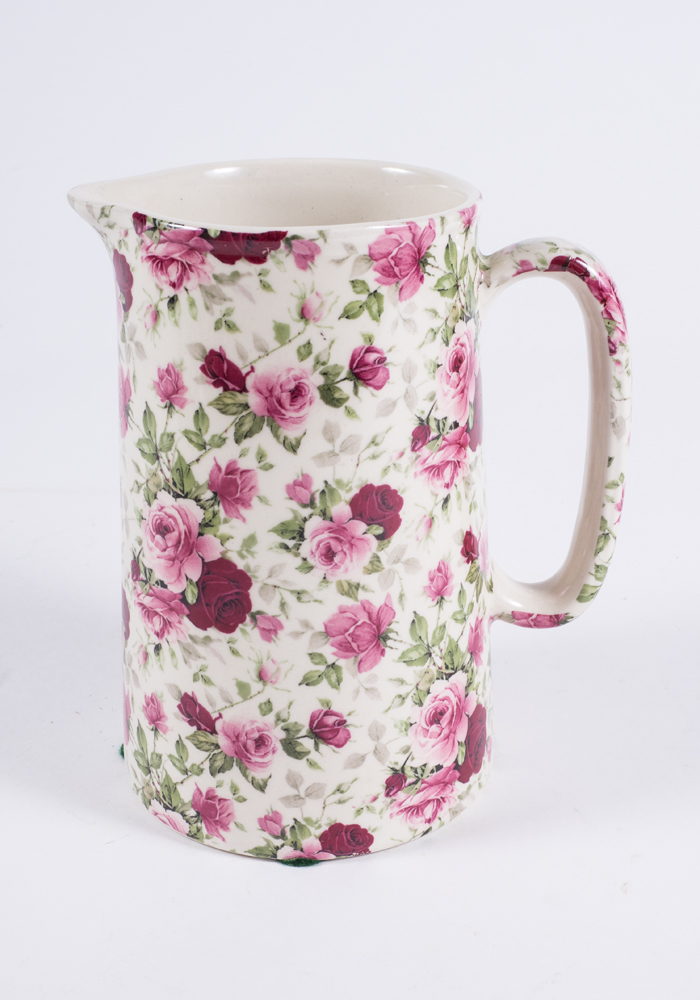 Trio of English Floral Chinz Pitchers