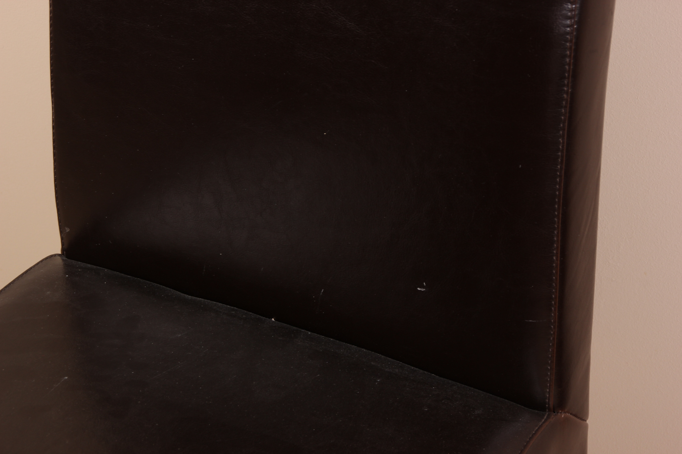 Four Palecek Hudson Brown Leather Dining Chairs