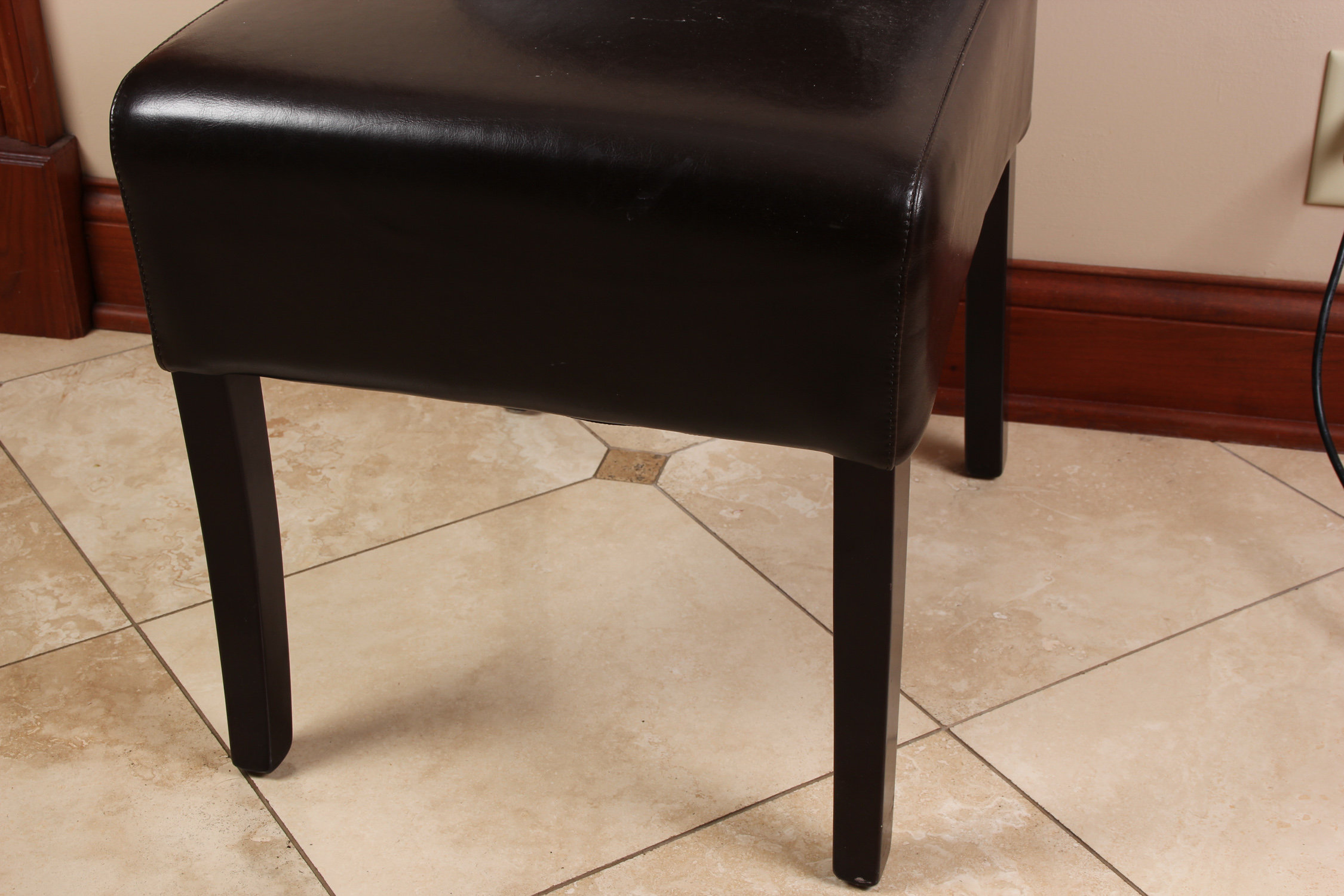 Four Palecek Hudson Brown Leather Dining Chairs