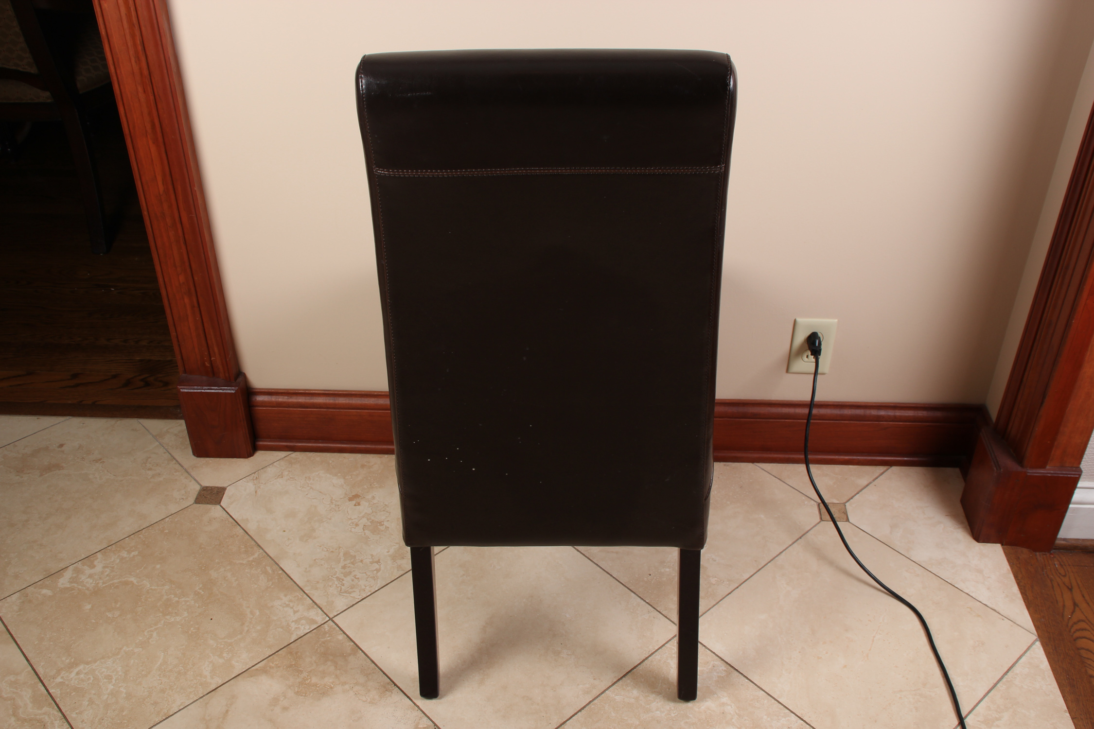 Four Palecek Hudson Brown Leather Dining Chairs