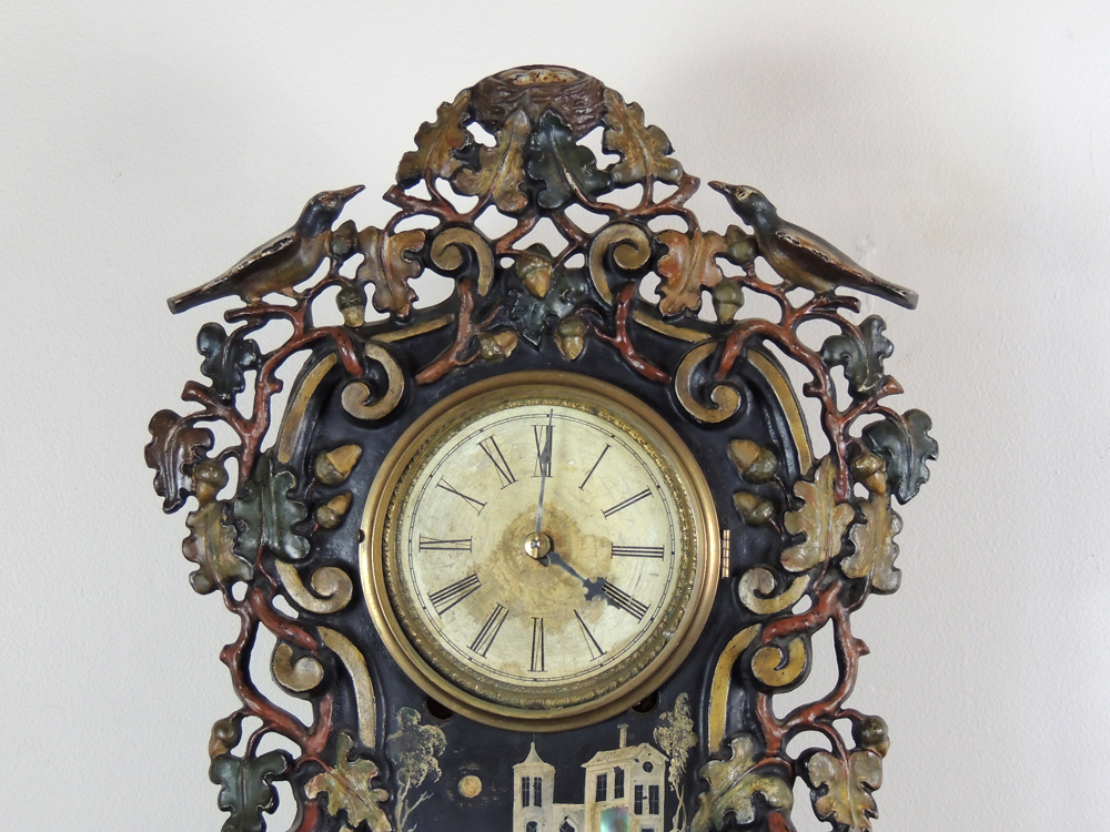 Antique Hand Painted Cast Iron Face Shelf Clock