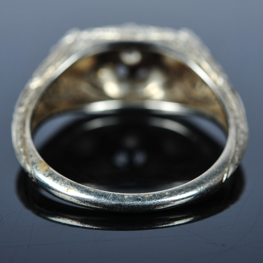 Antique Victorian 19K White Gold, Pearl, and Diamond Ring