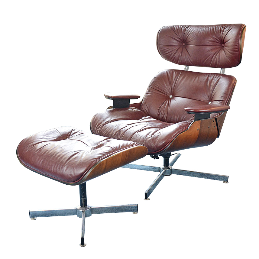 Mid-Century Modern Eames Style Lounge Chair And Ottoman By Doerner Faultless