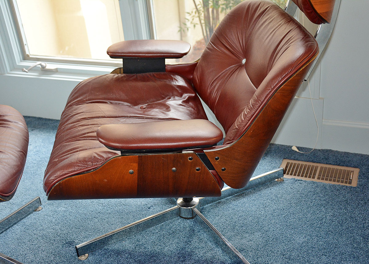Mid-Century Modern Eames Style Lounge Chair And Ottoman By Doerner Faultless