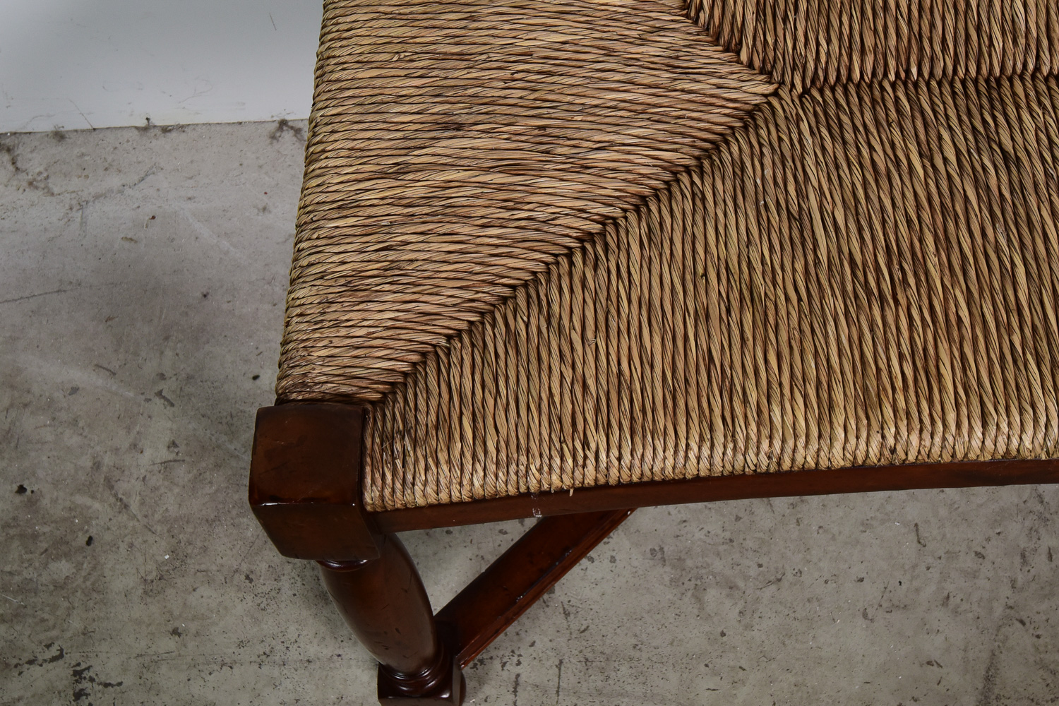 Wood Bench With Woven Rush Seat
