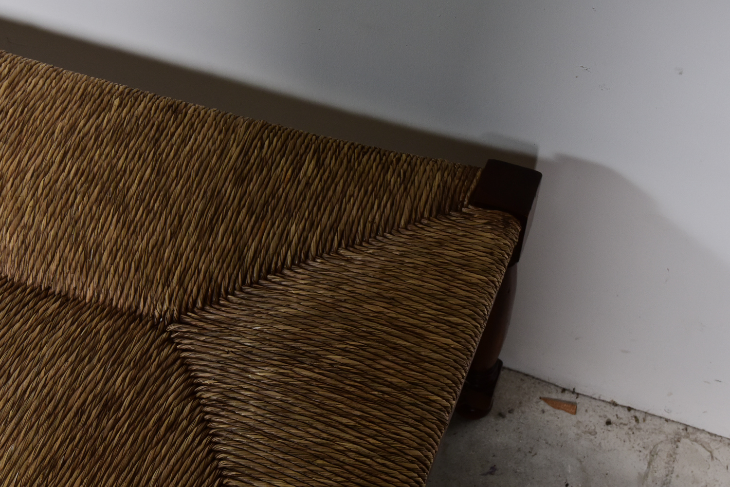 Wood Bench With Woven Rush Seat