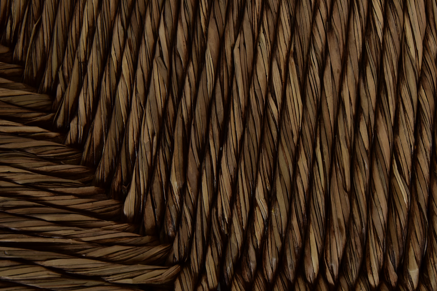 Wood Bench With Woven Rush Seat