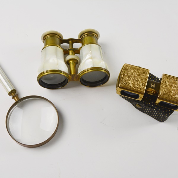 LeMarie Fabricant Paris Mother-Of-Pearl Opera Glasses, HH Sport Opera Glasses and Magnifying Glass