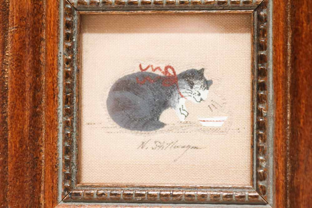 Set of Five Nancy Stillwagon Trapunto Stitched Cat Paintings by Gunther Hall Ltd.