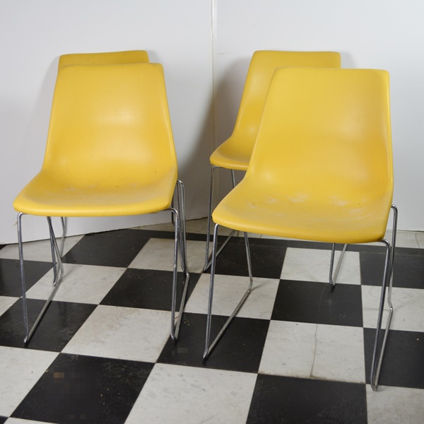Four MId Century Modern Molded Plastic Chairs by Kreuger Green Bay