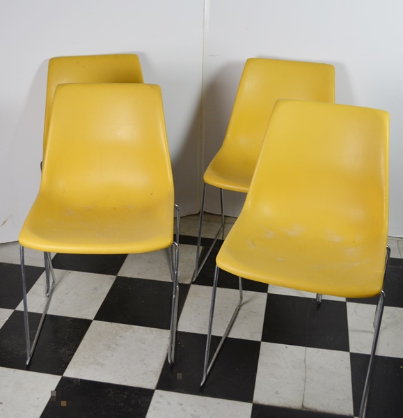Four MId Century Modern Molded Plastic Chairs by Kreuger Green Bay