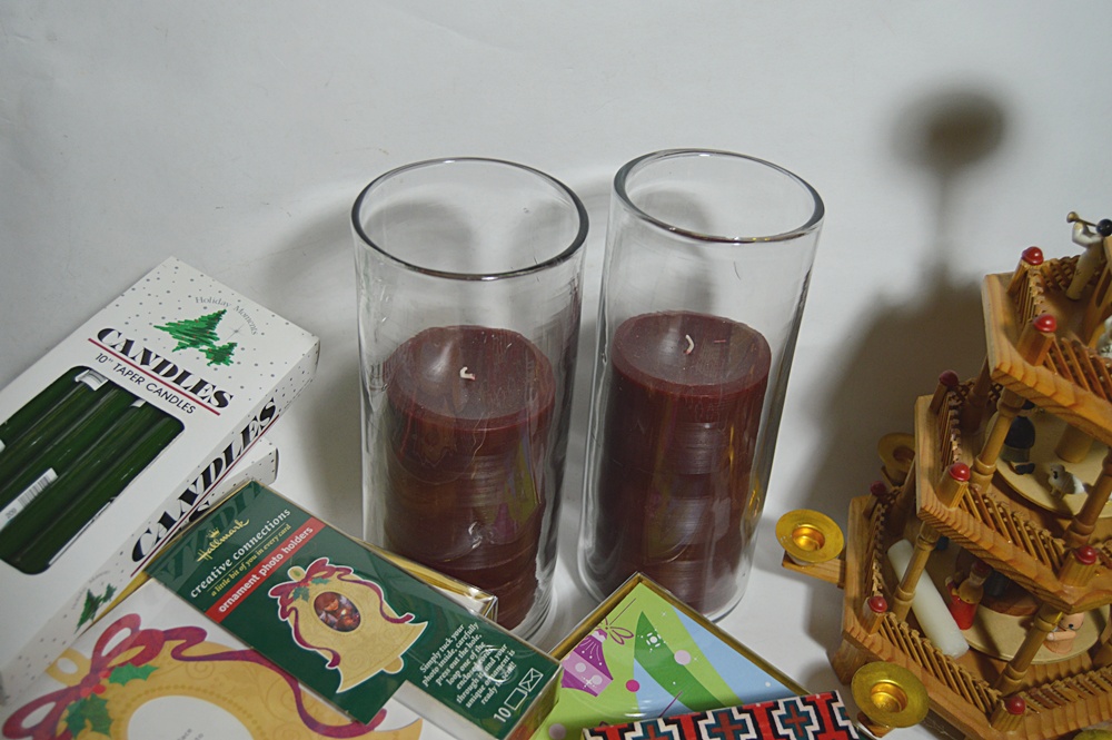 Candle Collection, Wooden Rotating Christmas Centerpiece, Boxed Note Cards