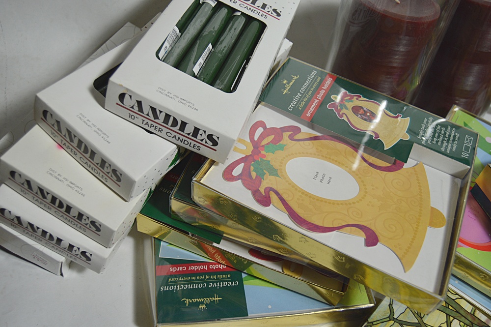 Candle Collection, Wooden Rotating Christmas Centerpiece, Boxed Note Cards