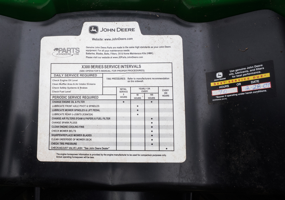 John Deere x320 Tractor with Attachments