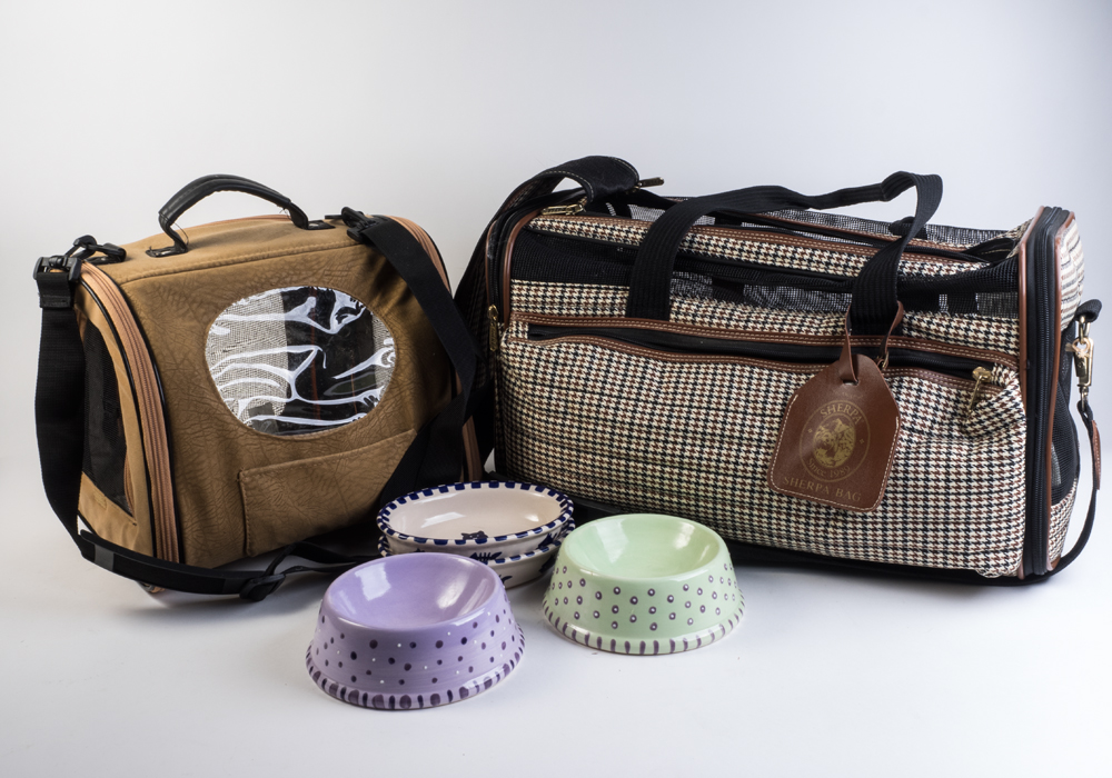 Soft Sided Carriers and Ceramic Dishes For Small Pets