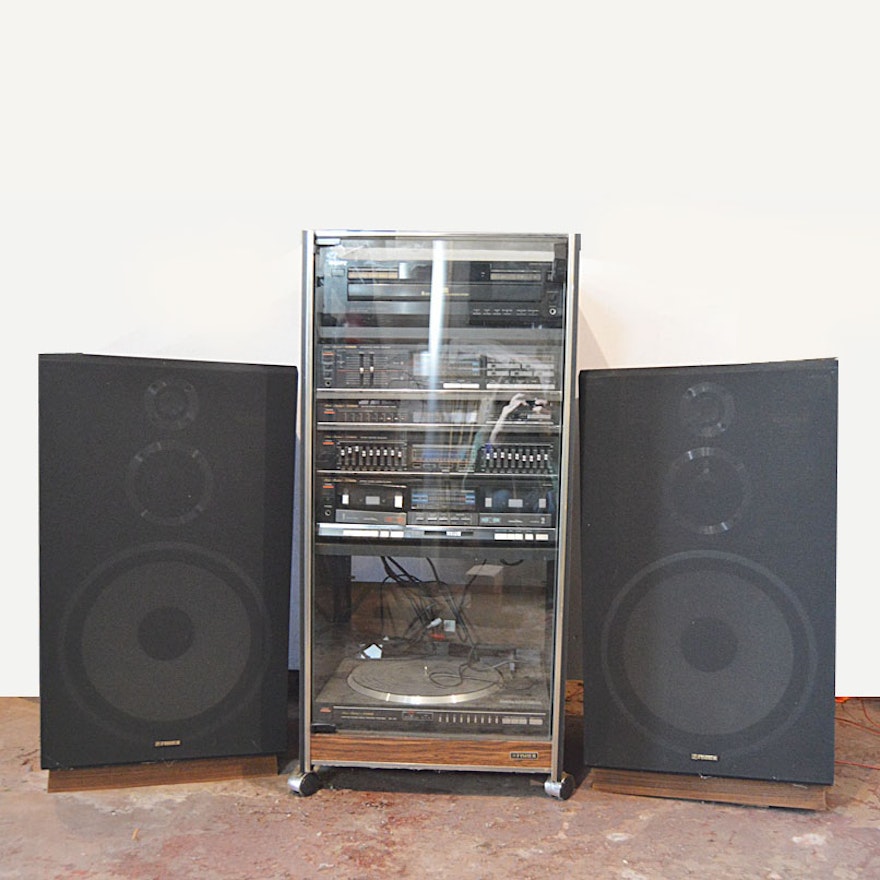 Fisher Stereo System with Component Cabinet