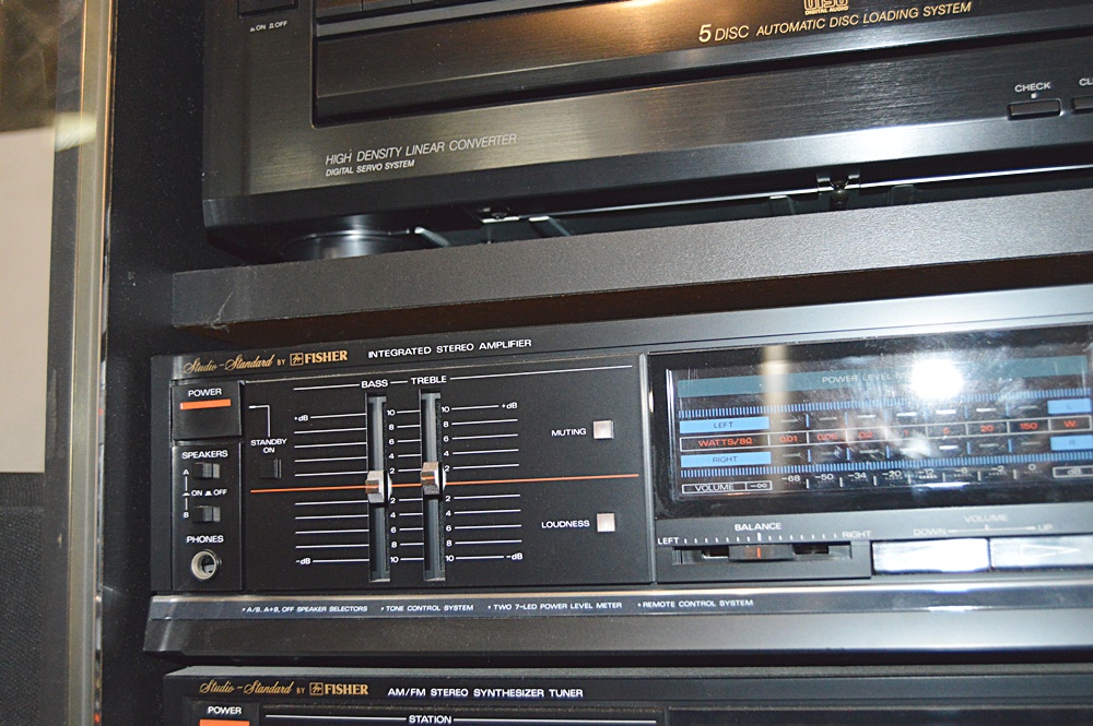 Fisher Stereo System with Component Cabinet