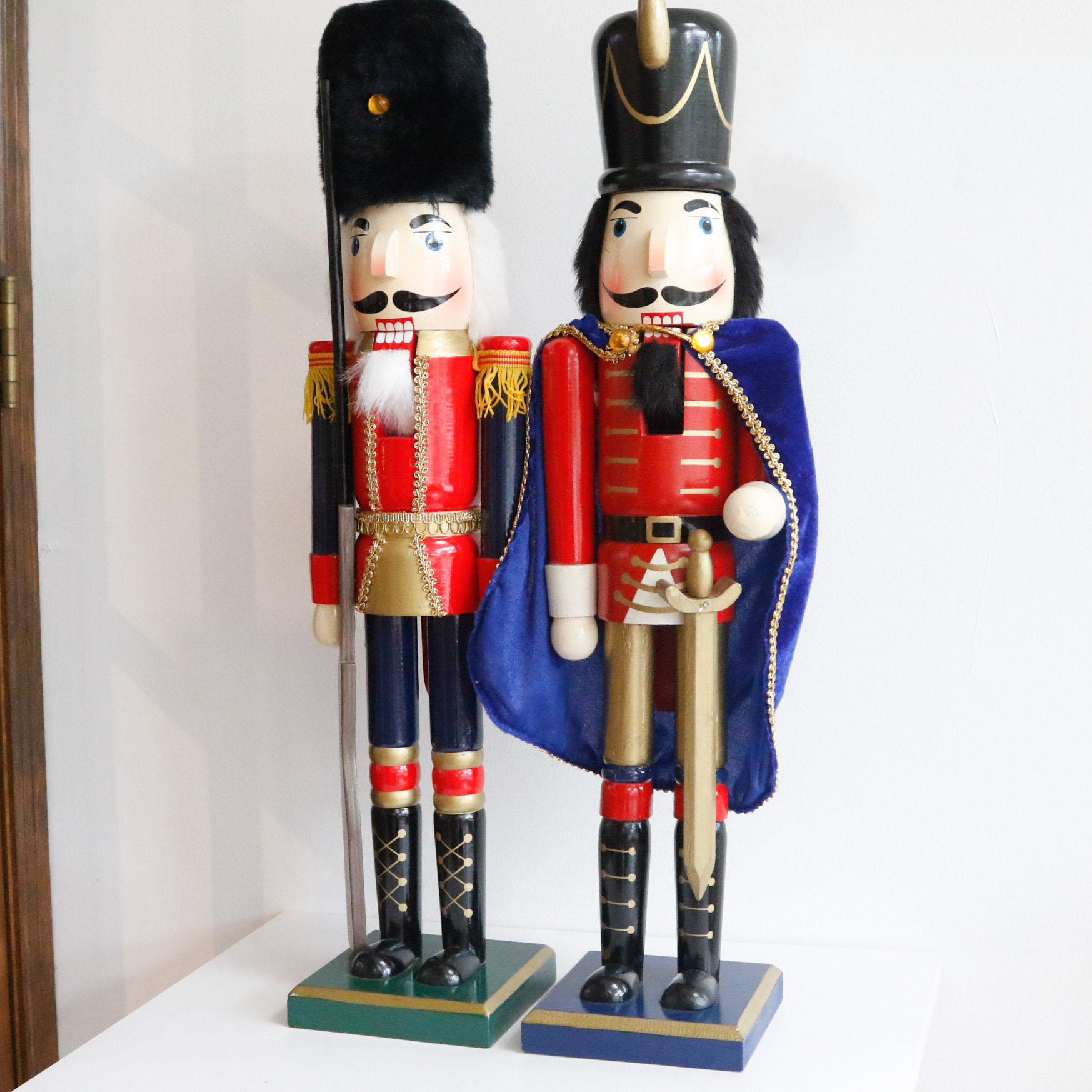 Pair of Solid Wood Hand Painted Nutcrackers