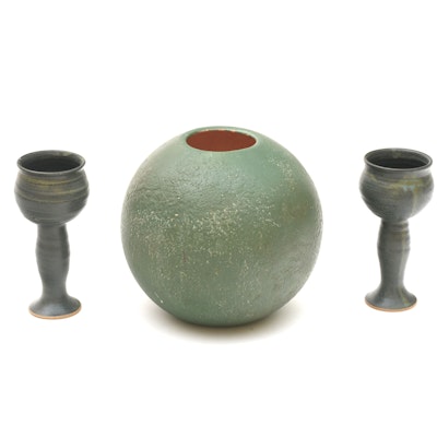 Hand-Made Ceramic Vase and Goblets Hand-Made Ceramic Vase and Goblets