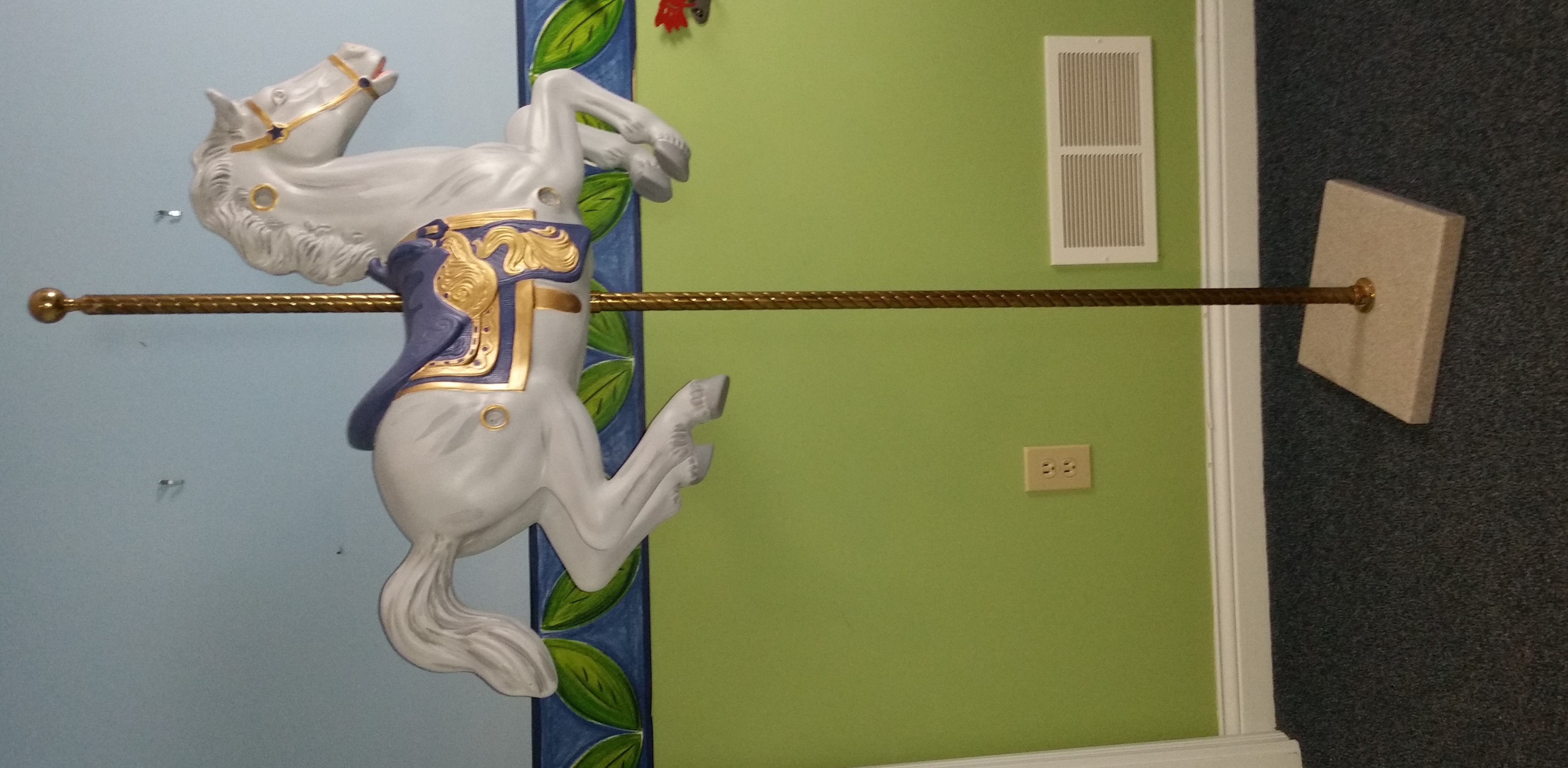 Plastic Carousel Horse on Brass Stand