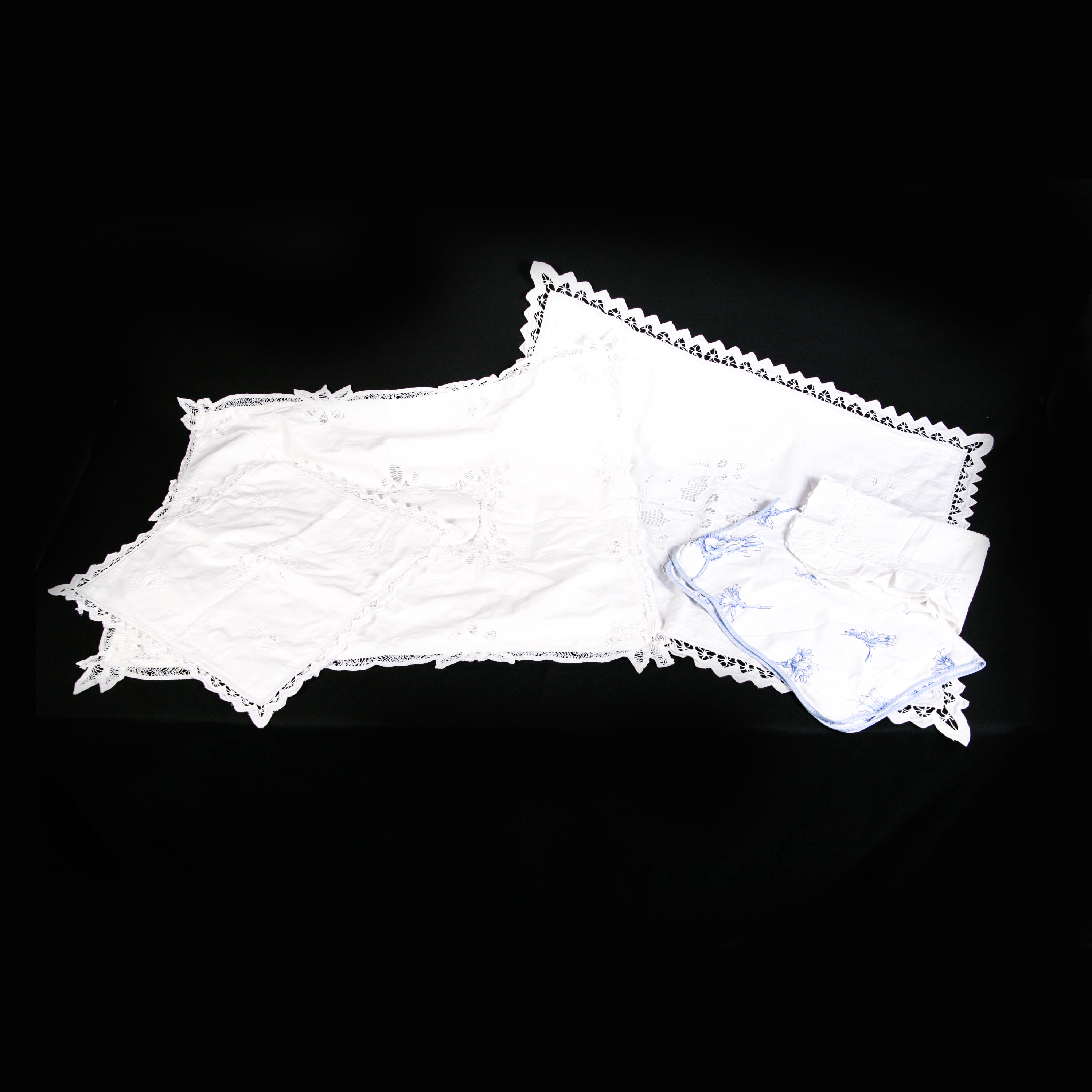 Grouping of Five Decorative Cotton Pillow Covers Including Boudoi