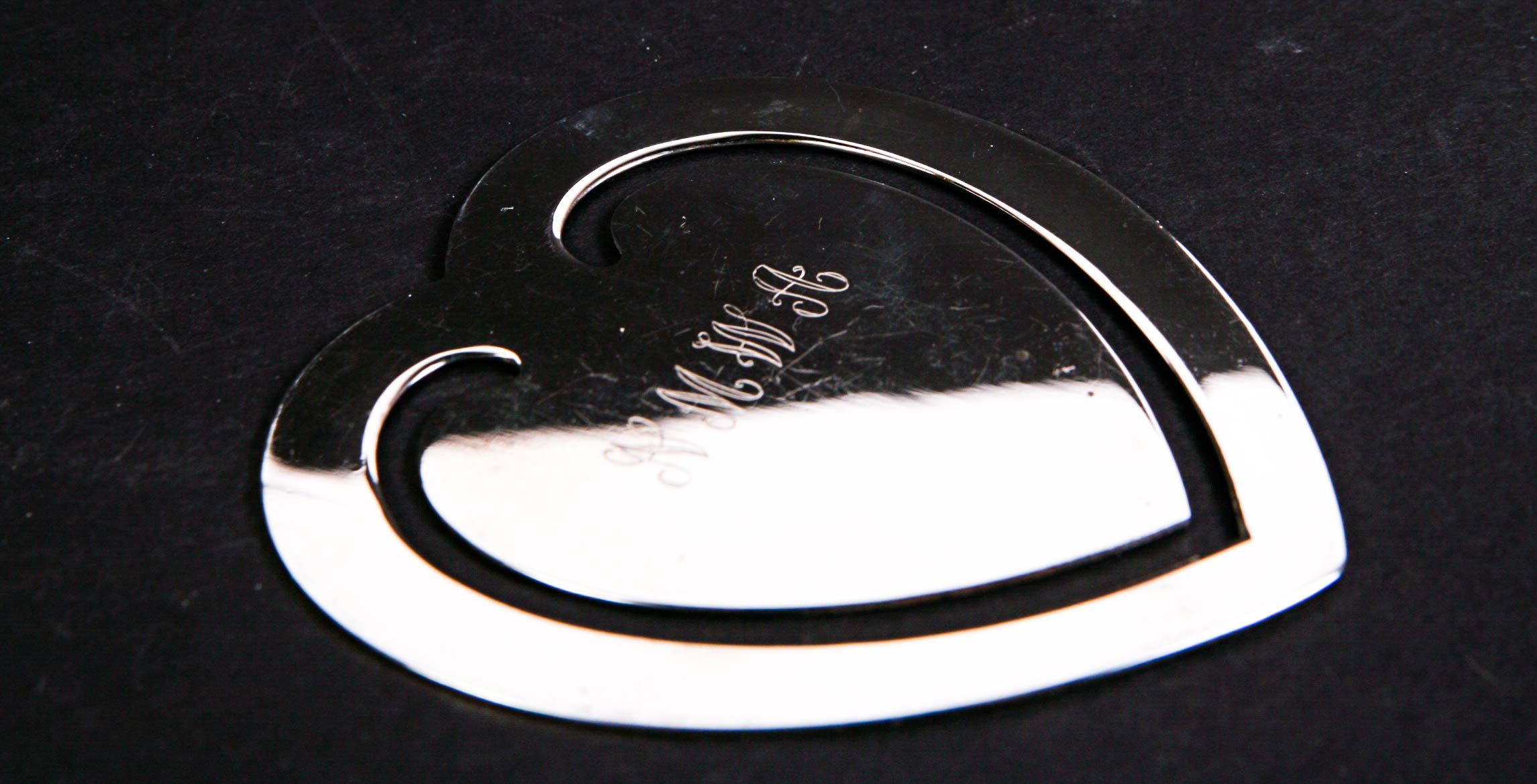 Silver Plate Engraved Heart Bookmark