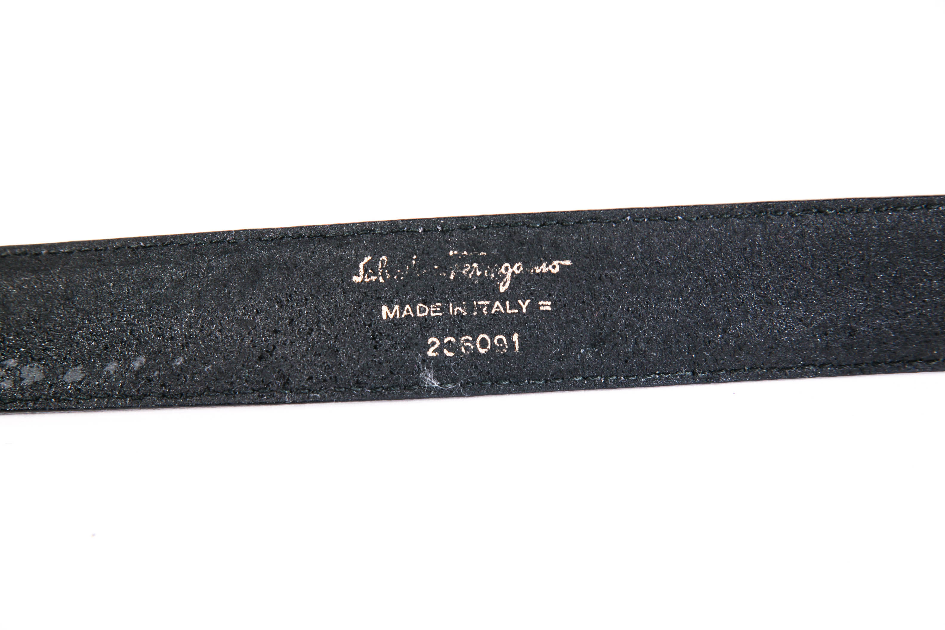 Salvatore Ferragamo Black Leather Logo Belt