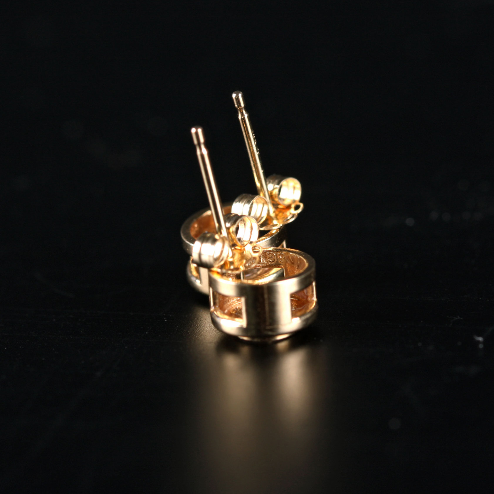 Pair of Round Cut Diamond Earrings in 14K Gold Setting