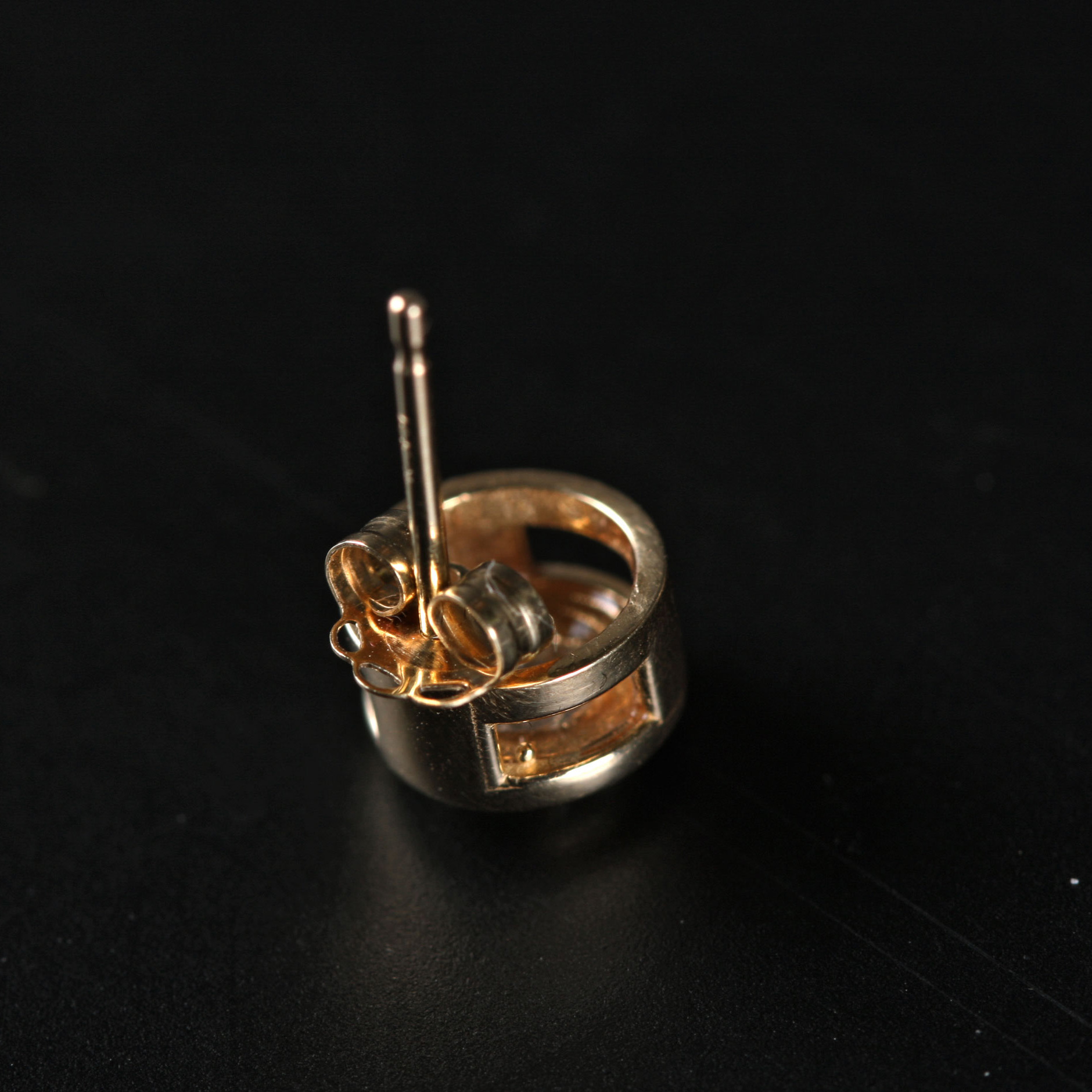 Pair of Round Cut Diamond Earrings in 14K Gold Setting