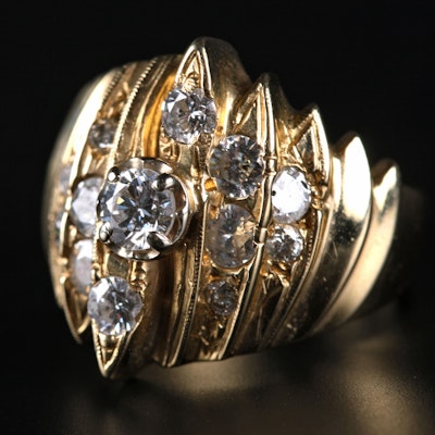 14K Yellow Gold and Diamond Cocktail Ring 14K Yellow Gold and Diamond Cocktail Ring