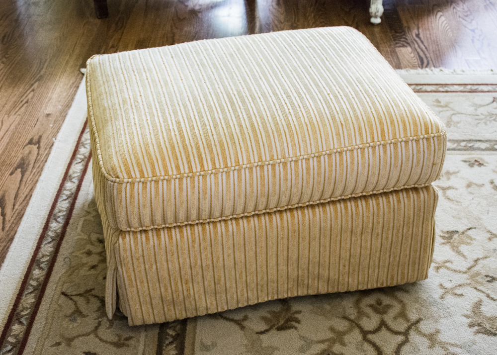 Yellow Striped Ottoman