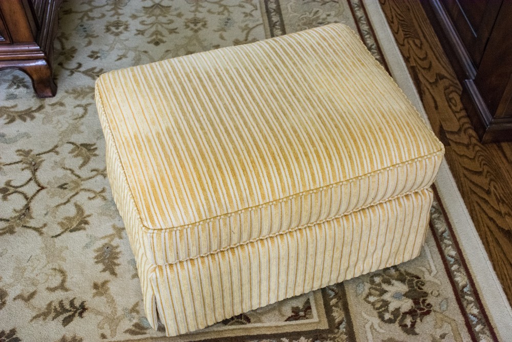 Yellow Striped Ottoman