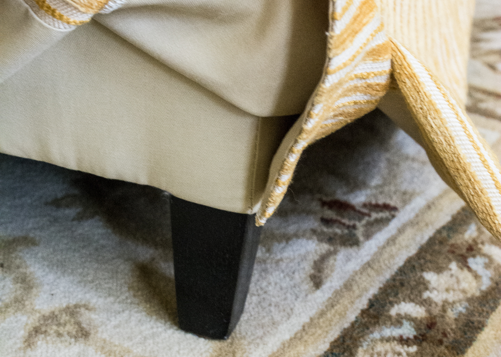 Yellow Striped Ottoman