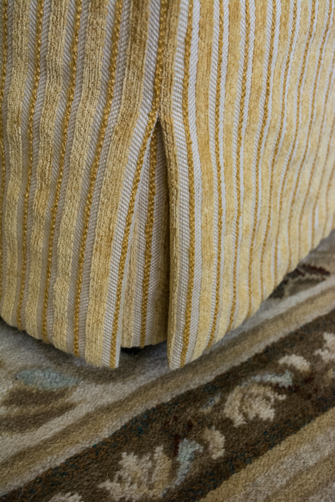 Yellow Striped Ottoman