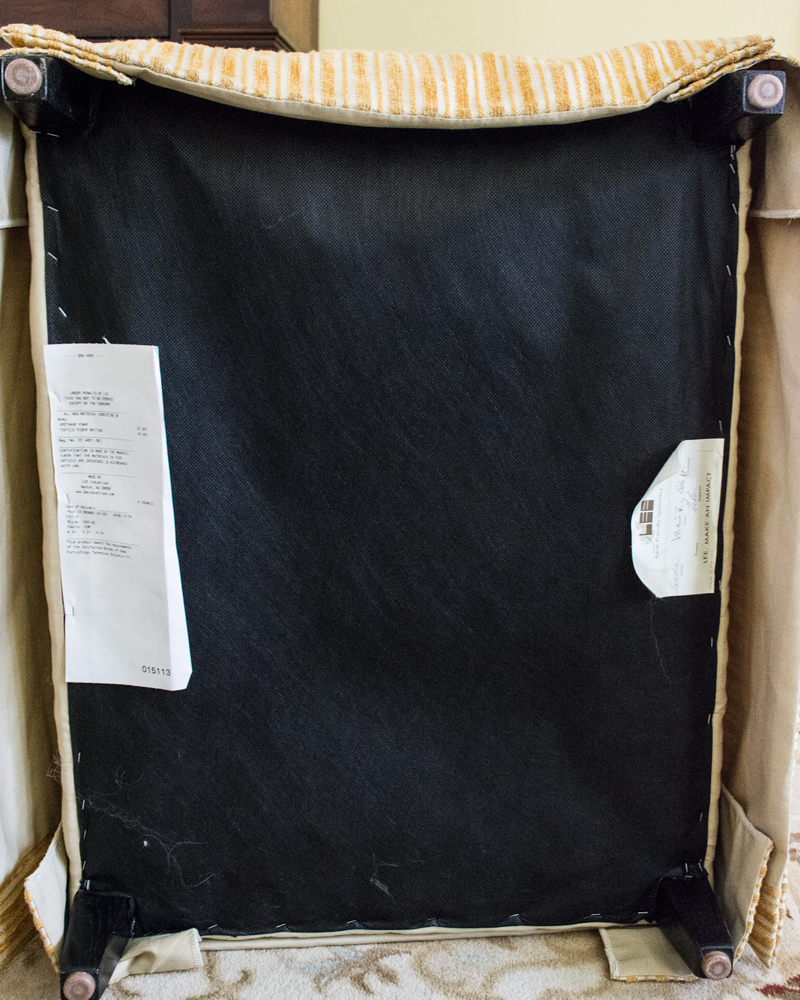 Yellow Striped Ottoman