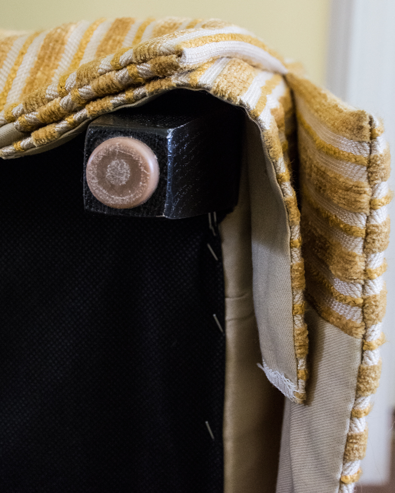 Yellow Striped Ottoman