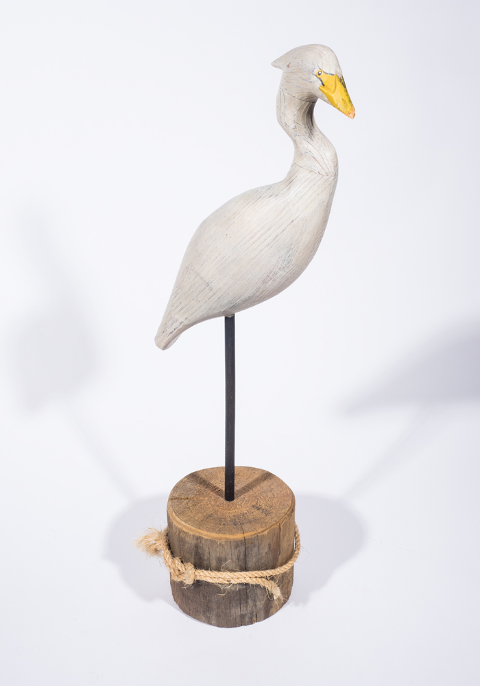 Egret Carved Wooden Sculpture