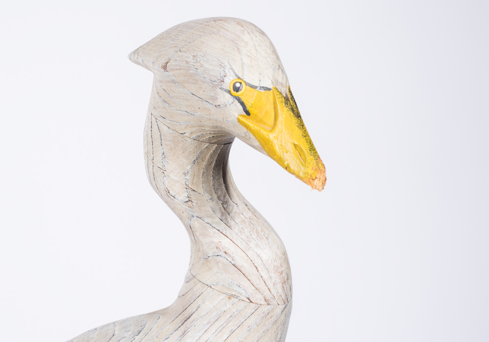 Egret Carved Wooden Sculpture