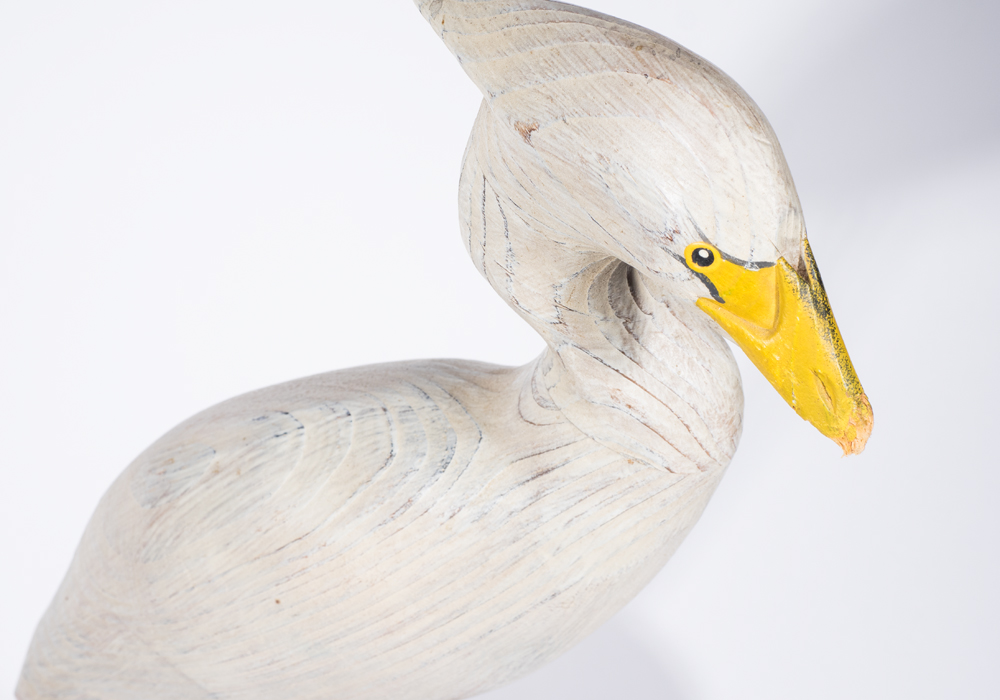 Egret Carved Wooden Sculpture