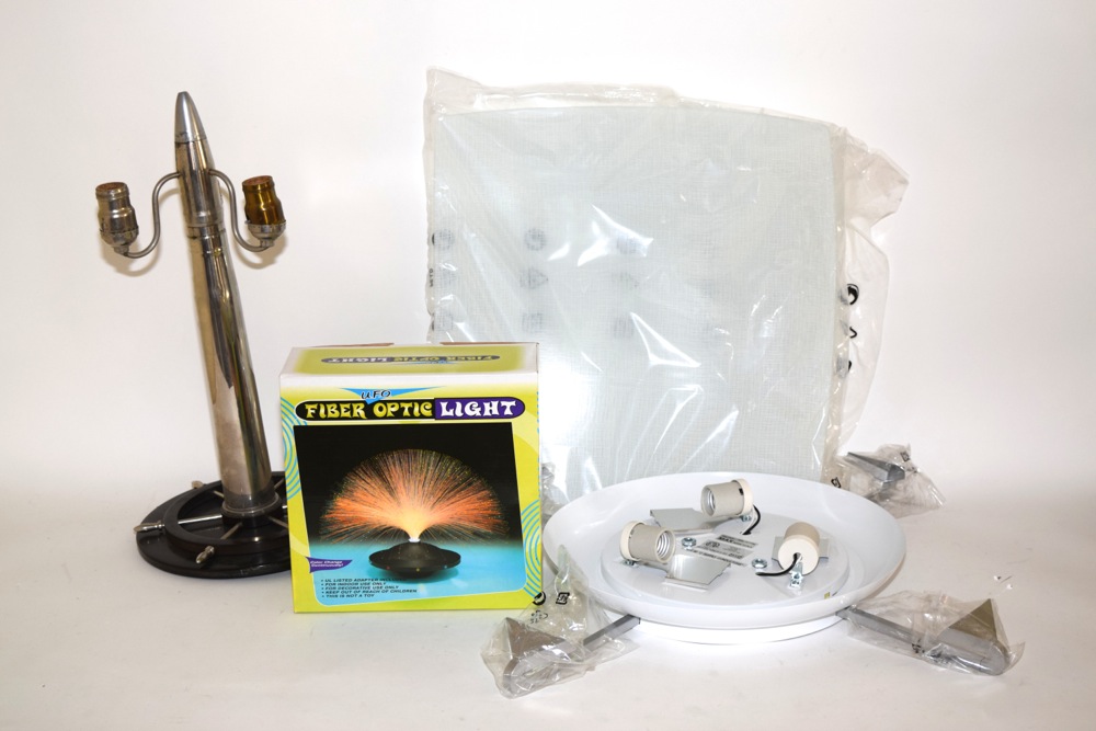 Ikea Lotorp, Fiber Optic and Vintage Bullet Shaped Desk Lamp