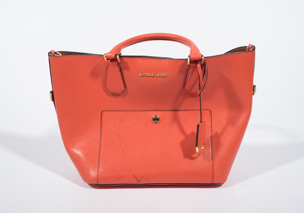 Michael Kors Orange Purse and Gold Wallet