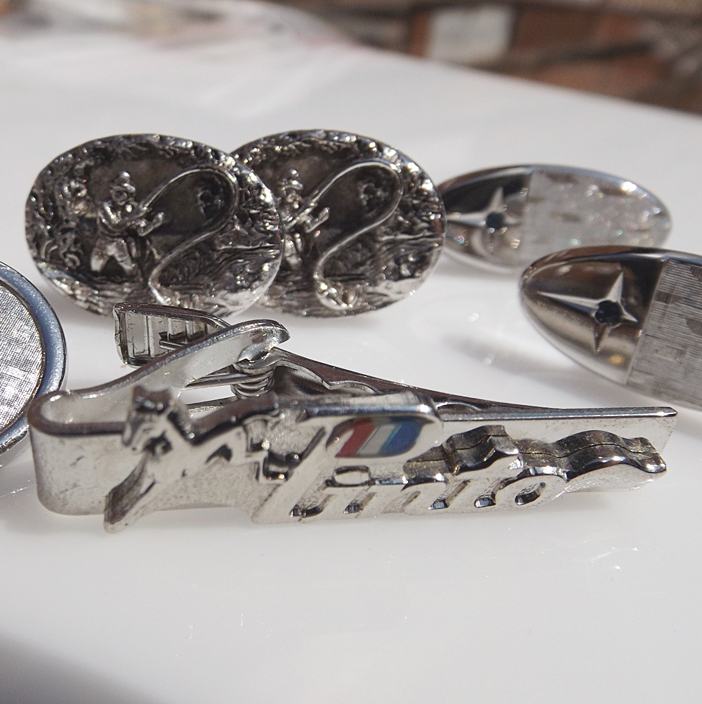 Vintage Men's Cufflinks in Nickel Plated Silver