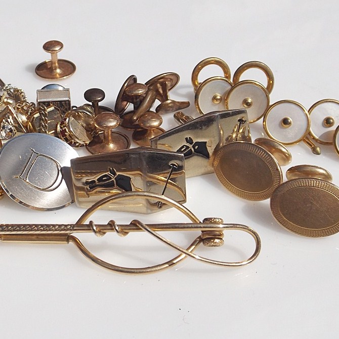 Vintage Men's Cufflinks in Nickel Plated Silver