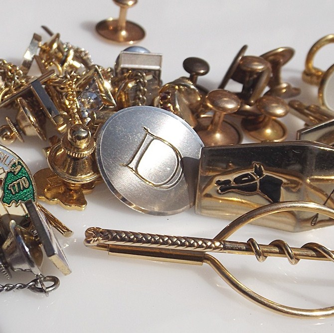 Vintage Men's Cufflinks in Nickel Plated Silver