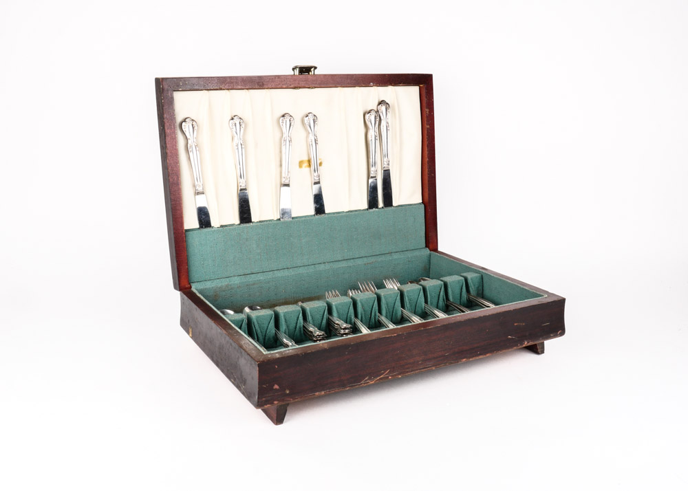 Set of Plated Silver Flatware in Box